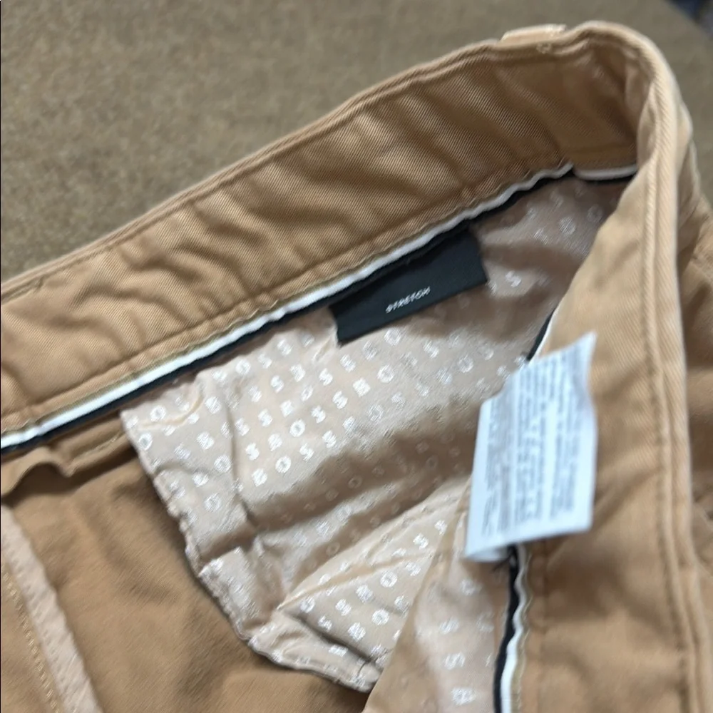 BOSS Hugo Boss Stretch Chino Pants Mens 38R 38x32 Tan Trouser Flat Front